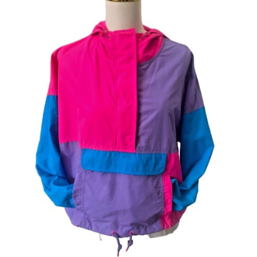 ALAB 90s Neon Windbreaker Jacket Coat Women M Cool Y2K Retro Vintage VTG 2050